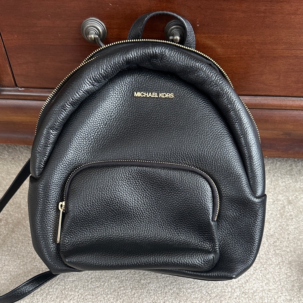 Michael Kors Black Pebbled Leather Backpack